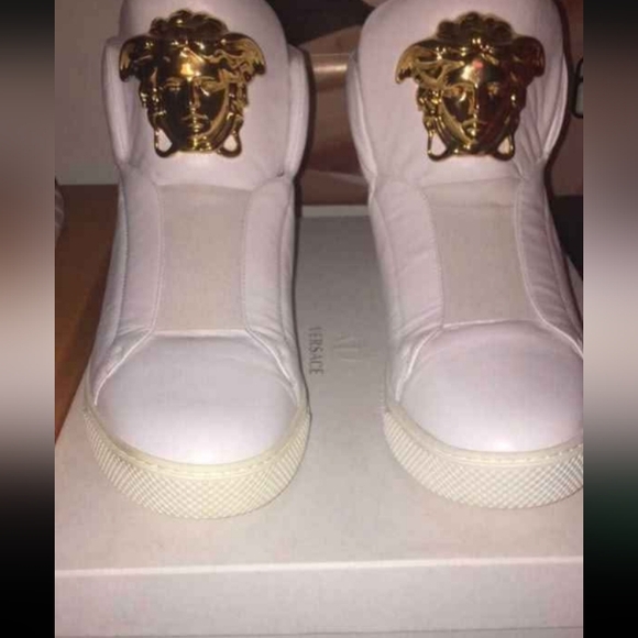 Versace Gold and White Medusa Sneakers - Picture 1 of 1